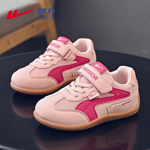 Warrior Children's Shoes Children's Moral Training Shoes Spring and Autumn Girls' Velcro Casual Shoes Boys' Sports Shoes WZ-2105 Pink Rose 29