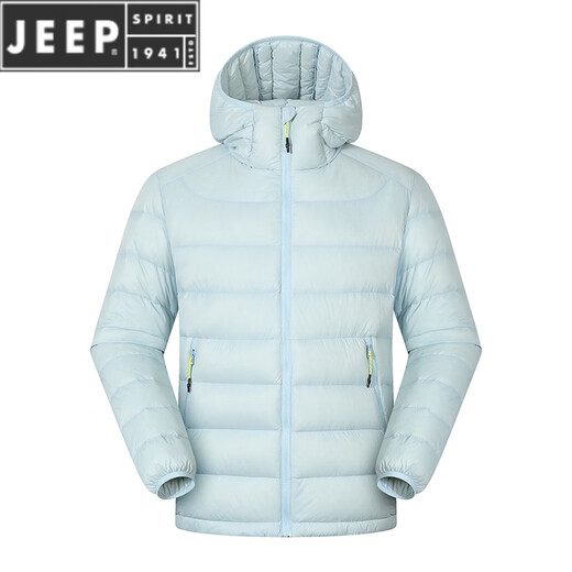 JEEP SPIRIT冬季新款男装90白鸭绒轻薄多巴胺连帽排骨羽绒服男冬季情侣外套女 黑色 M