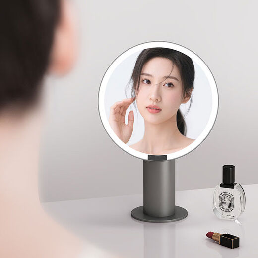 2025 New Makeup Mirror with Light Mirror Desktop LED Beauty Mirror Fill Light HD Desktop Makeup Mirror Gift Dyson Gray Gift Box
