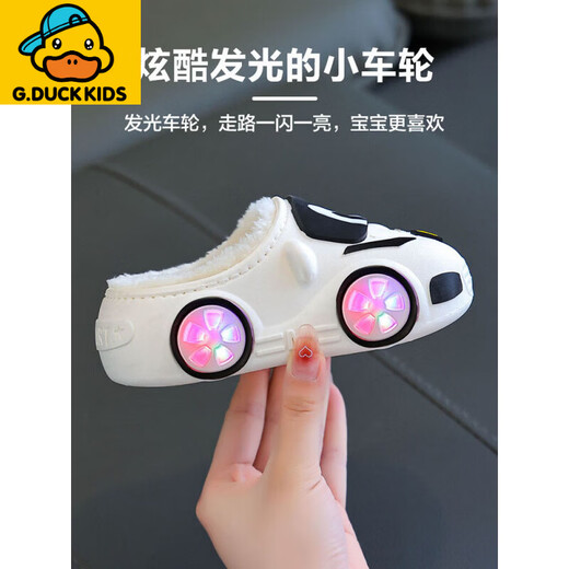 G.duck Little Yellow Duck Children's Cotton Slippers Boys Light Up and Glow 2025 New Autumn and Winter Waterproof and Warm Home Bag Heels for Men Car Light Up Style Bag Heels - Blue 22 23 Sizes Inner Length 14.5cm Suitable for Feet Length 13.5 to 1