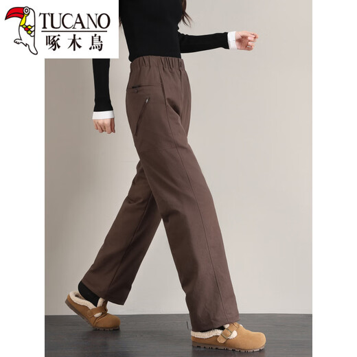 Woodpecker (TUCANO) straight down pants women's outer wear winter 2026 new thickened brown mother's cold and windproof northeastern cotton pants for the elderly card color one size fits all 2796-105Jin Jin is equal to 0.5 kg