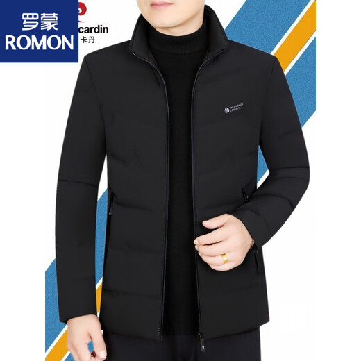 ROMON Large Goose Down Light Thin Down Jacket Men's Jacket Short Stand Collar 2026 Winter New Down Jacket Navy Windproof Cuffs XL 180 Recommended 140-155 Jin Jin equals 0.5 kg