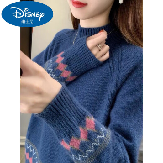 Disney Retro Half Turtleneck Sweater for Girls 2026 New Autumn and Winter Wool Sweater Loose Style Short Knitted Beige 190 3XL Recommended 140-150 Jin Jin equals 0.5 kg