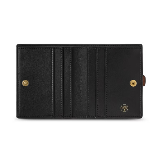 MULBERRY Gift/Roxanne Multi-Card Slot Wallet Card Holder Black and Cognac Brown
