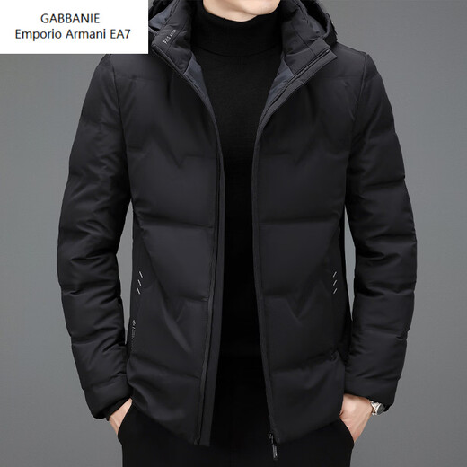 Emporio Armani EA7 Armani winter men's down jacket new style removable stand-up collar hooded men's white duck down thickened warm jacket shrimp green L 175 suitable for 120-135Jin Jin equals 0.5 kg