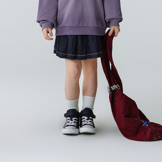 Minibala (minibala) college style minibala girls baby children versatile soft breathable denim pleated skirt spring new denim dark blue 88301 80