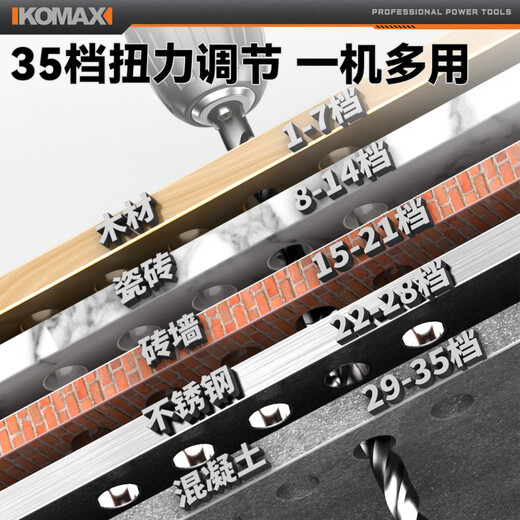 KOMAX Household Tool Set Electric Screwdriver Toolbox Electrician Combination Electric Drill Hardware Repair Complete Set 21V Powerful 1 Battery/118-piece King Set