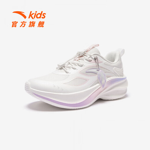 ANTA children's sports shoes for girls and boys leaf running shoes 26 spring new trend anti-slip high elastic student lightweight running shoes ivory white-5 33 shoe inner length 20.5cm