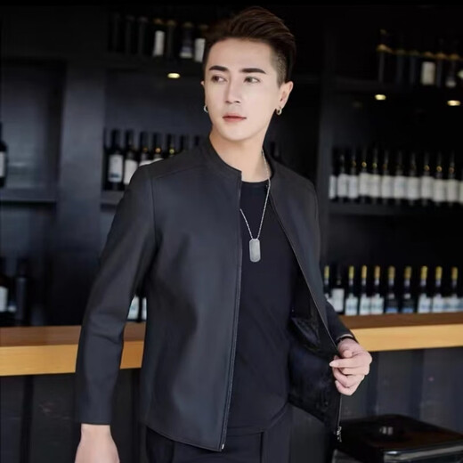 GUSKI Luxury High-end Brand Men's Genuine Leather Jackets Men's Spring and Autumn Sheepskin Jackets Trendy Motorcycle Jackets 1916 Green Single Pack 2XL (180)