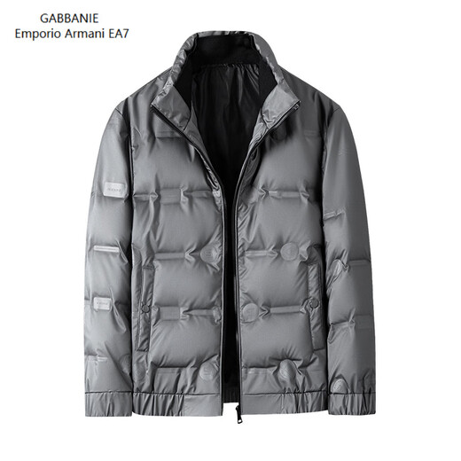 Emporio Armani EA7 Armani Autumn and Winter New Solid Color Down Jacket Men's Stand Collar Fashion Casual Warm White Duck Down Middle-aged Men's Clothing Black L 170 90-110Jin Jin is equal to 0.5 kg