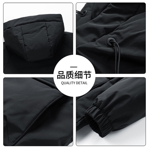 :CHOCOOLATE it潮牌高级感保暖男士羽绒服冬季加厚防寒连帽设计休闲百搭外套 黑色 M 【建议100-120斤】