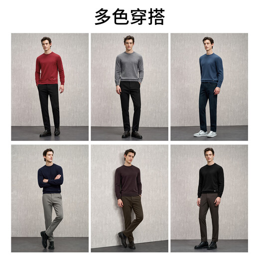 EMZ Ordos 100% pure wool sweater men's sweater knitted sweater bottoming shirt T-shirt 7A antibacterial warm business casual