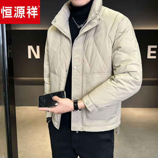 恒源祥羽绒服男短款冬季加厚2026新款休闲百搭轻盈保暖冬装鸭绒外套 黑色 L