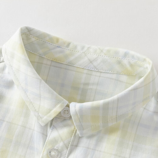 DAVE&BELLA boys plaid shirt 2026 spring new baby boy shirt children's long-sleeved bottoming shirt children's top blue and yellow plaid ready stock 120 cm (recommended height 110-120cm)