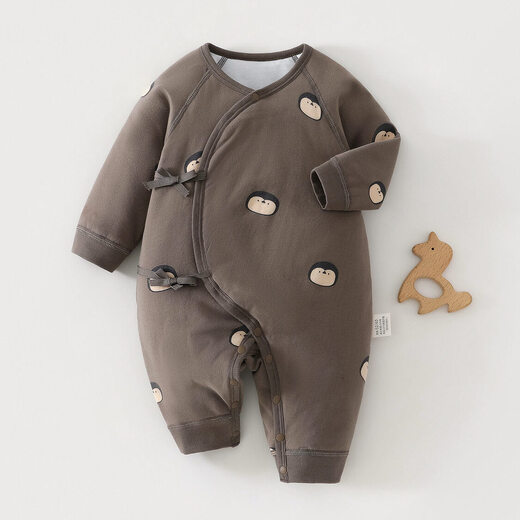 JOYNCLEON baby jumpsuit winter quilted warm robe newborn baby clothes winter infant pajamas romper milk tea powder star 52cm 0-1 month recommended weight 2-3.4kg