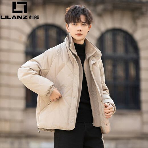 LILANZ вязаный пуховик из двух частей, мужской зимний пуховик с воротником-стойкой, легкое утолщенное пальто, красивое зимнее пальто национального стандарта 90, цвета хаки, белый утиный пух, L 120 или меньше