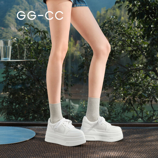 GG-CC pure white minor spring new trendy woven thick-soled white shoes women's casual shoes G26U8134 white 35