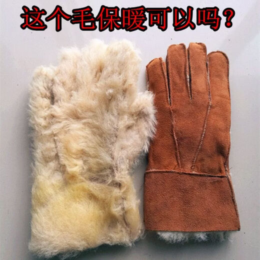 Fantasy German imported high-quality suede leather gloves for men and women, outdoor men's five-finger shearling thickened style, one-piece fur, green outer cover + extra large sheepskin liner, standard fur (regardless of thickness)
