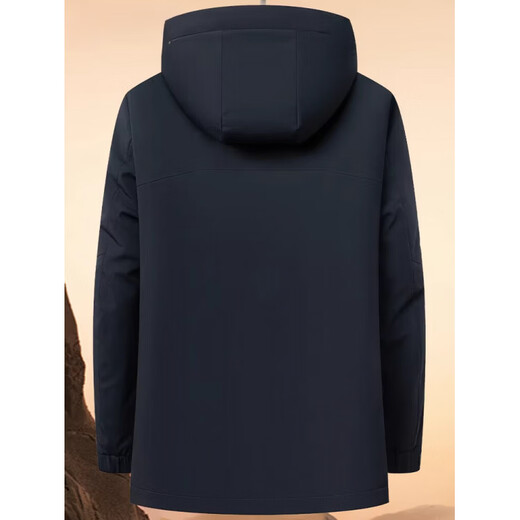 KBXNG Jinba super thick down jacket men's medium and long style winter new hooded casual parka rabbit velvet lining fur windbreaker outer navy blue 2XL 185
