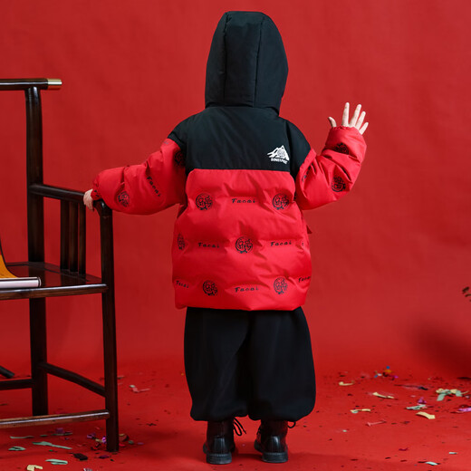 Ultraman Boys Red Down Jacket Winter New Year's Eve Thickened 26 New Children's New Year's Bread Clothes Winter Jacket Baby Red 130 cm Recommended height is about 125cm