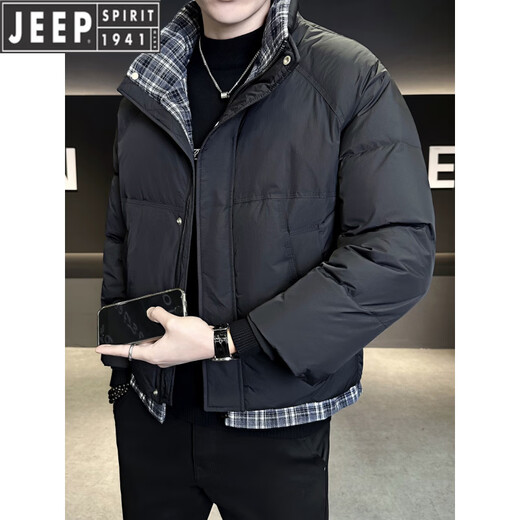 JEEP Jeep искусственный пуховик из двух частей, мужской утепленный зимний 2026, новая морозостойкая одежда, теплая зимняя куртка, мужская мода, черный XL