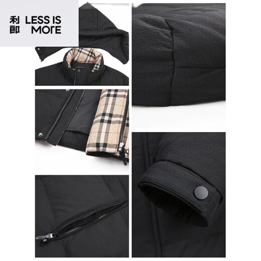 丨Lilang丨Lilang Men's Down Jacket Winter New Business Casual Middle-aged Stand Collar Hooded White Duck Down Men's Warm Jacket Black M 170