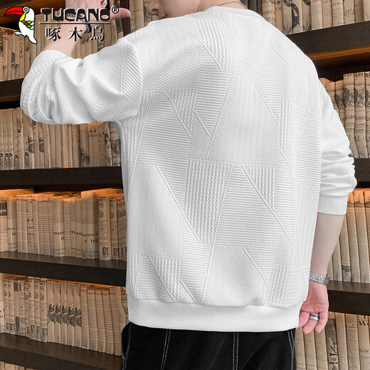 Woodpecker (TUCANO) sweatshirt men's spring and autumn loose round neck long-sleeved t-shirt men's casual bottoming shirt jacket white XL