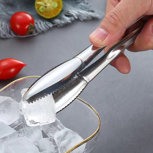 Miaopule stainless steel ice tongs, commercial ice tongs, creative non-slip sugar cube tongs, thickened buffet food grade ice tongs, medium size (five)