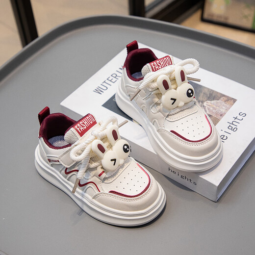 Woodpecker Girls Shoes Children's Shoes 2025 New Autumn Casual Versatile Sports Shoes Soft Sole Princess White Shoes Girls Red 26