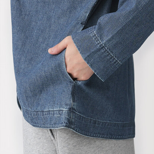 MUJI Women's Kapok Mixed Lightweight Denim Button-Down Shirt Women's Jacket Women's Spring 26 New Arrival BC2R8A6S Blue S (155/80A)