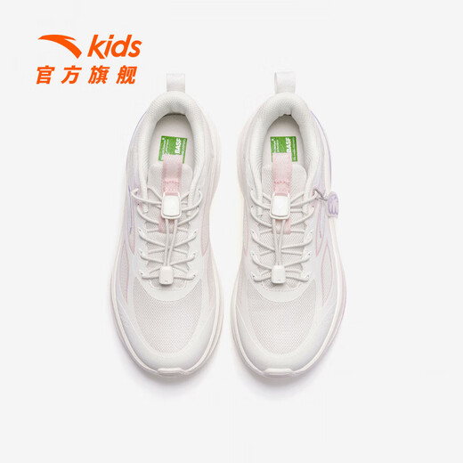 ANTA children's sports shoes for girls and boys leaf running shoes 26 spring new trend anti-slip high elastic student lightweight running shoes ivory white-5 33 shoe inner length 20.5cm