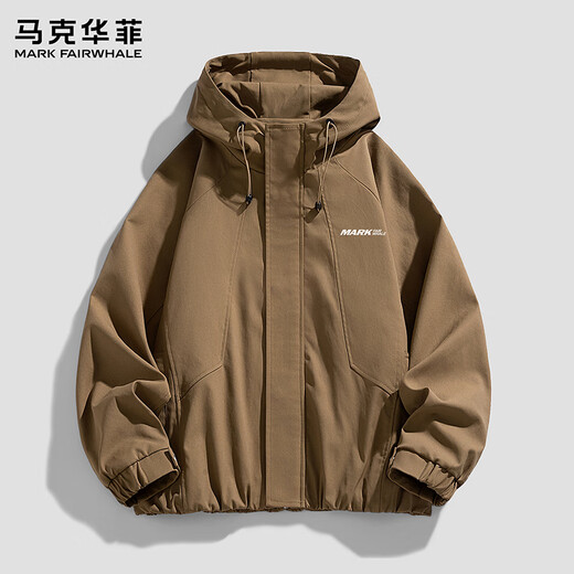 Mark Huafei Hooded Work Jacket Men's 2026 Spring and Autumn New Casual Trendy Splicing Sports Style Jacket Black M