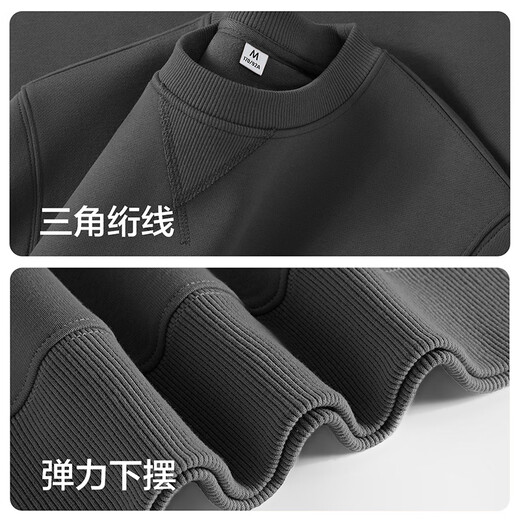 Hodo Chinese style casual round neck top men's spring and autumn bamboo logo print heavyweight high-end triangle neckline pullover sweatshirt