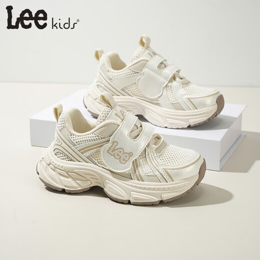 Lee Children's Shoes Spring New Children's Mesh Daddy Shoes Girls' Thick-soled Running Shoes for Boys and Girls Beige 26 Recommended Foot Length 157mm