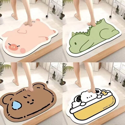 Fantasy soft diatom mud bathroom absorbent floor mat room door quick-drying foot mat door mat toilet carpet light blue shark 40x60cm soft diatom mud 3mm