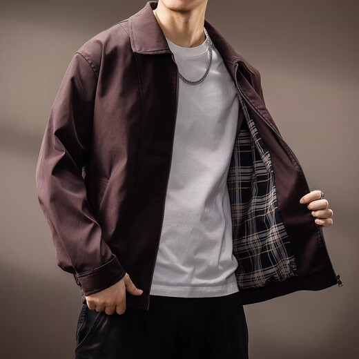 Noble color high-end American simple design lapel jacket for men 2026 spring and autumn trendy brand casual loose sports jacket for men