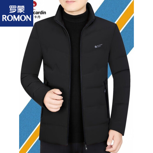 ROMON Large Goose Down Light Thin Down Jacket Men's Jacket Short Stand Collar 2026 Winter New Down Jacket Navy Windproof Cuffs XL 180 Recommended 140-155 Jin Jin equals 0.5 kg