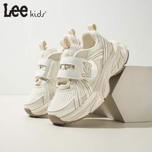 Lee Children's Shoes Spring New Children's Mesh Daddy Shoes Girls' Thick-soled Running Shoes for Boys and Girls Beige 26 Recommended Foot Length 157mm