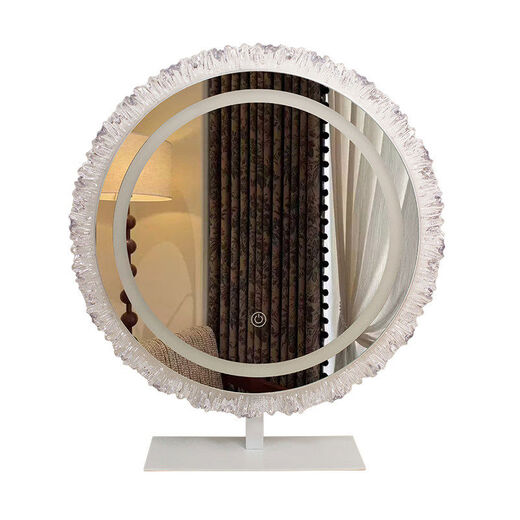 Makeup mirror, illuminated desktop desktop make-up mirror, LED light, bedroom make-up table, acrylic smart rotating beauty mirror, medium-sized acrylic sunglasses, rotatable white plug-in style