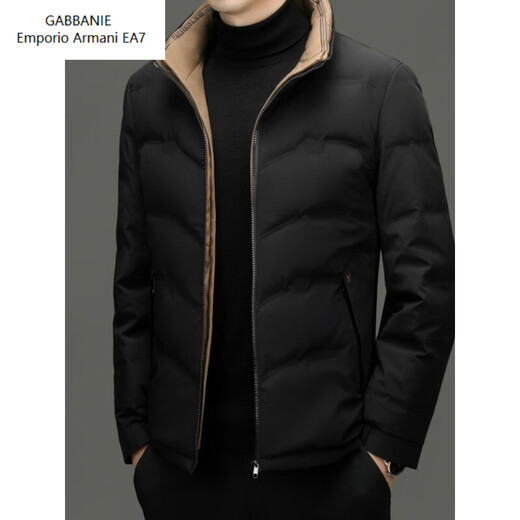 Emporio Armani EA7阿玛尼冬季休闲轻薄款羽绒服男立领加厚保暖外套潮流韩版男装鸭绒 黑色 M 170 适合95-115斤