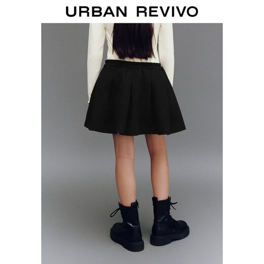 UR2026 Spring New Children's Clothing Girls Urban Elastic Waist Pleated Super Loose Skirt UGU560001 Black 110