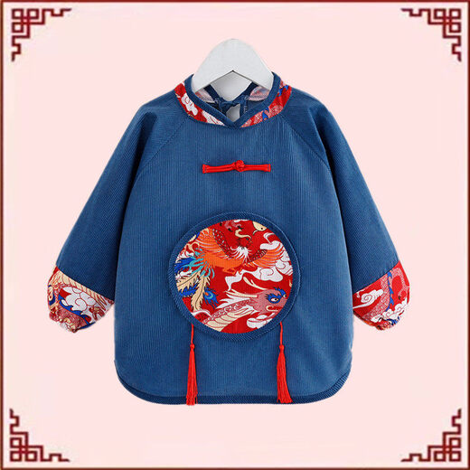 Shijanu baby New Year greetings Tang suit waterproof apron Chinese style New Year smock red round Chinese style Tang suit 170 size 15 height 75-85cm