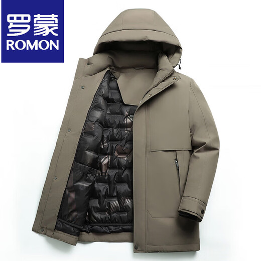 ROMON мужской пуховик зимний новый с капюшоном деловой пуховик средней длины 90 бархат теплый модный мужской среднего возраста XD5052 черный M