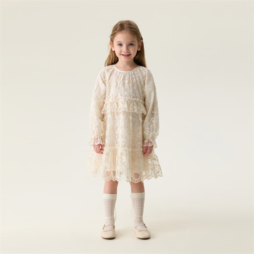 MARC&JANIE Fresh flowers girls embroidered mesh skirt baby dress spring new skirt 560120 off-white - embroidered mesh 90 cm (recommended height 81-90cm)