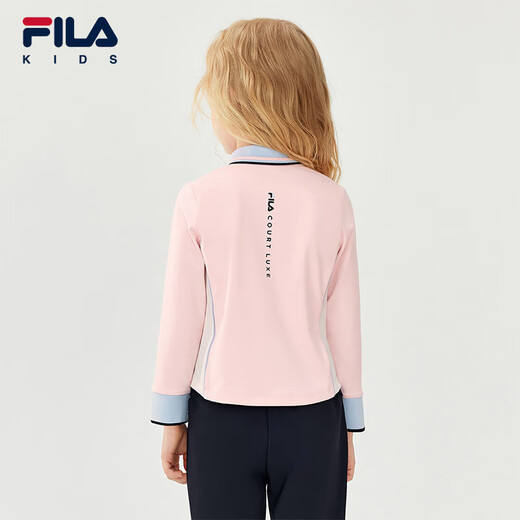 FILA children's clothing long-sleeved T-shirt 2025 winter new style girls and children loose sports POLO shirt hazy pink-LP 105