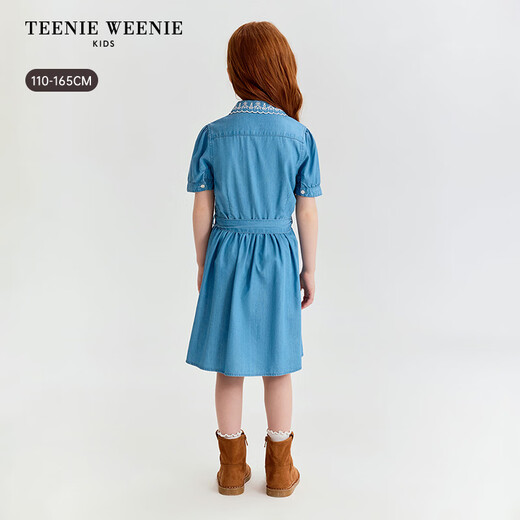 Teenie Weenie Kids 26 New Girls Sunscreen Cool Lyocell Denim Dress Light Blue 150cm