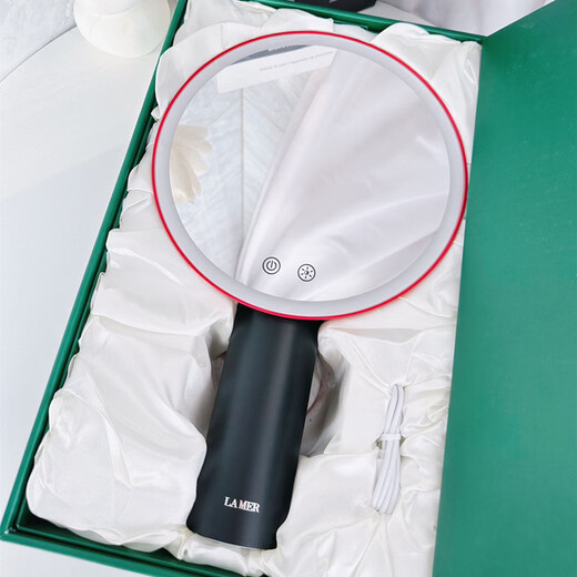 Gift makeup mirror, Internet celebrity desktop mirror, LED makeup mirror with light, smart mirror, souvenir birthday gift, outer box + red smart mirror + shopping bag + 5x mirror