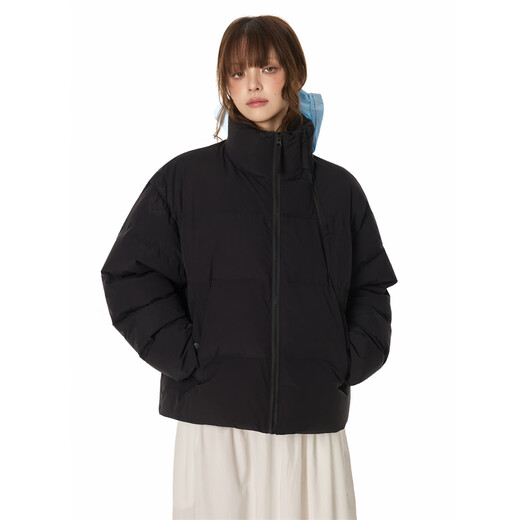 GROUND ZERO Autumn and Winter Couple Model 90 White Duck Down Stand Collar Thickened Warm Down Jacket Black S