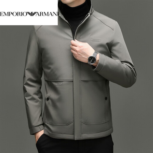 EMPORIO ARMANI Armani winter new men's down jacket middle-aged business versatile stand-up collar warm casual jacket top white duck khaki M 170