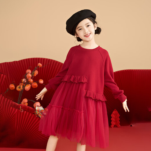 Xiaoyinman girls' knitted sweater dress 25 years of winter clothing for older children, fashionable pearl fishtail dress, children's New Year's clothing trend